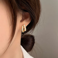 Double Layer White Crystal Epoxy Circle Hoop Earrings
