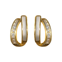 Double Layer White Crystal Epoxy Circle Hoop Earrings