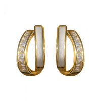 Double Layer White Crystal Epoxy Circle Hoop Earrings