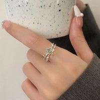 Rose Flower 925 Sterling Silver Adjustable Ring