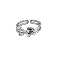 Rose Flower 925 Sterling Silver Adjustable Ring