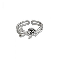 Rose Flower 925 Sterling Silver Adjustable Ring