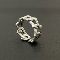 Vintage Hollow Irregular Chain 925 Sterling Silver Adjustable Ring