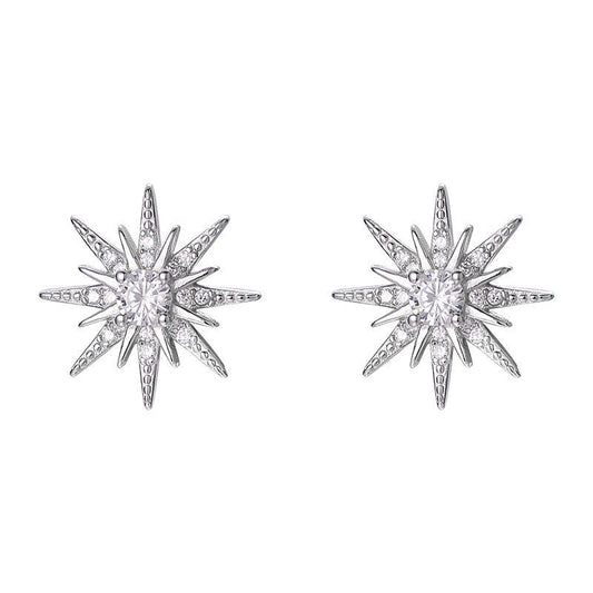 Octopu Stars CZ Sterling Silver Stud Earrings