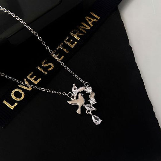 Wheat and Pigeon Garland 925 Sterling Silver Necklace