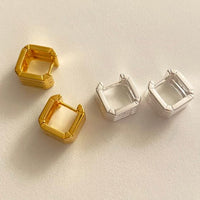Modern Geometry Hollow Square 925 Sterling Silver Hoop Earrings