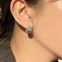 Modern Geometry Hollow Square 925 Sterling Silver Hoop Earrings