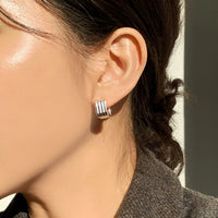 Modern Geometry Hollow Square 925 Sterling Silver Hoop Earrings