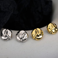 Round Irregular Surface 925 Sterling Silver Stud Earrings