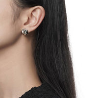 Round Irregular Surface 925 Sterling Silver Stud Earrings