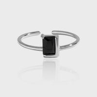 Black Crystal Baguette Geometry Adjustable Ring