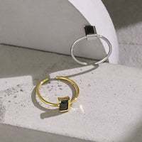 Black Crystal Baguette Geometry Adjustable Ring