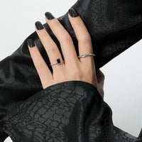 Black Crystal Baguette Geometry Adjustable Ring