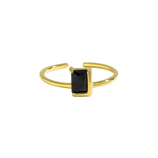 Black CZ Baguette Geometry Adjustable Ring