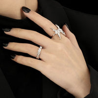 Round Four Cubic Zirconia Adjustable 925 Sterling Silver Ring