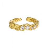 Round Four Cubic Zirconia Adjustable 925 Sterling Silver Ring