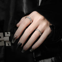 Round Crystal Irregular Surface Sterling Silver Adjustable Ring