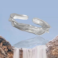 Irregular Wave River Sterling Silver Adjustable Ring