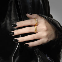 Irregular Wave River Sterling Silver Adjustable Ring