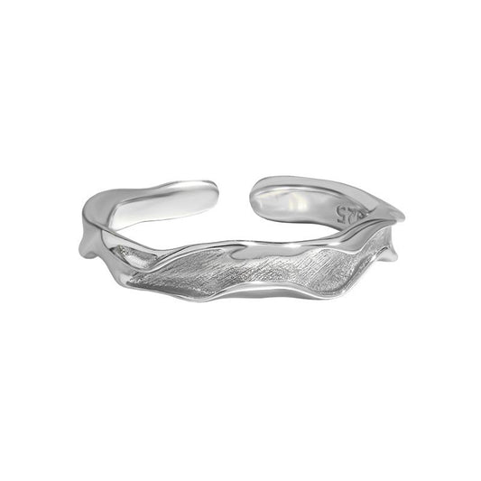 Irregular Wave River Sterling Silver Adjustable Ring