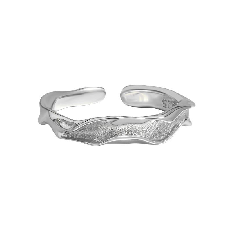 Irregular Wave River Sterling Silver Adjustable Ring