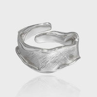 925 Sterling Silver Irregular River Wave Adjustable Ring