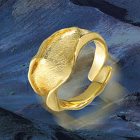 925 Sterling Silver Irregular River Wave Adjustable Ring