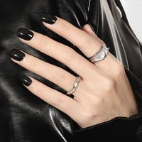 925 Sterling Silver Irregular River Wave Adjustable Ring