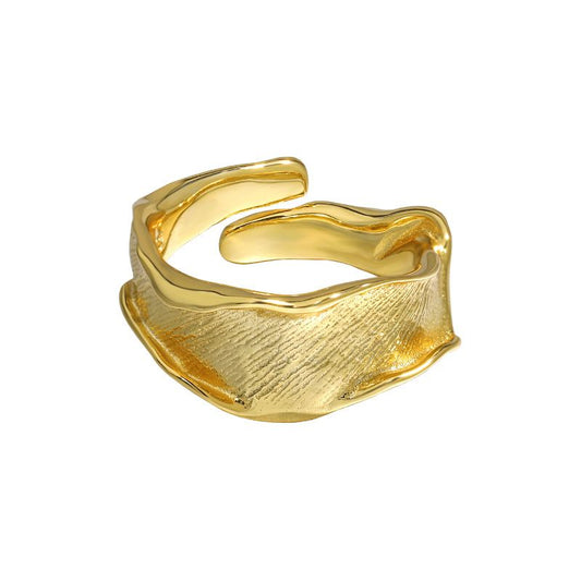 925 Sterling Silver Irregular River Wave Adjustable Ring