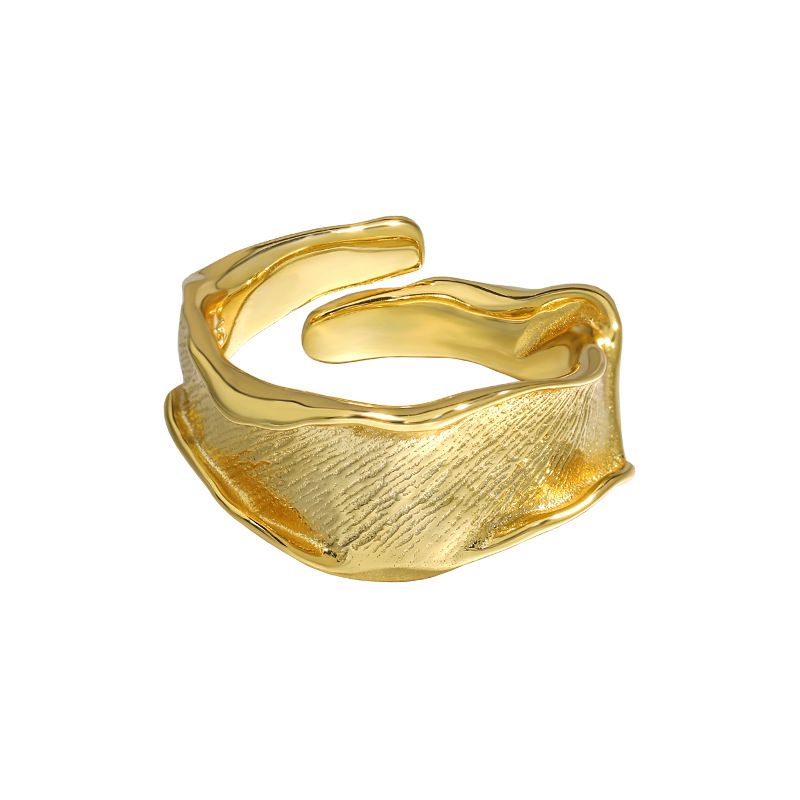 925 Sterling Silver Irregular River Wave Adjustable Ring