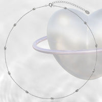 Simple Geometry Oval Beads Sterling Silver Necklace