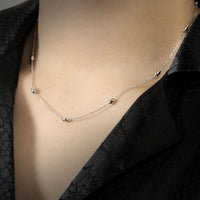 Simple Geometry Oval Beads Sterling Silver Necklace