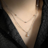 Simple Geometry Oval Beads Sterling Silver Necklace
