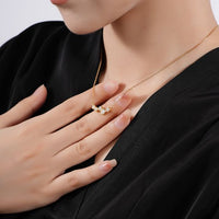 Irregular Wave Round Crystal Necklace