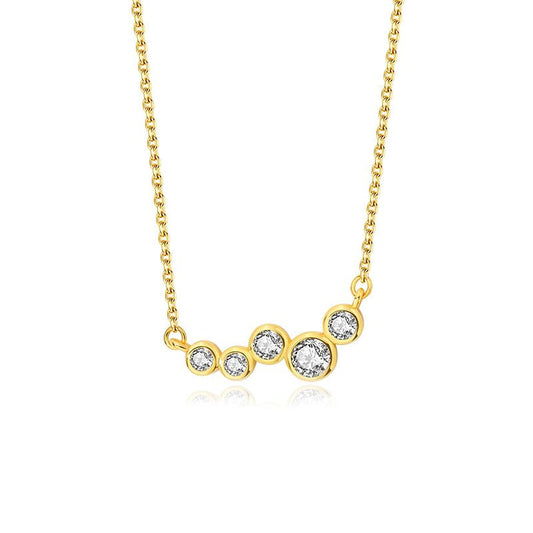 Irregular Wave Round CZ Necklace
