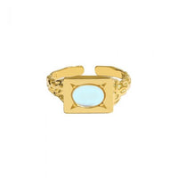 Created Moonstone Geometry Adjustable 925 Sterling Silver Ring