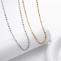 Multi-Color Cubic Zirconia Geometric 925 Sterling Silver Necklace