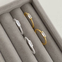 Geometry Baguette Crystal Twisted Adjustable Ring