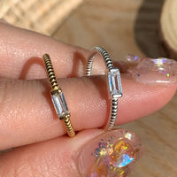 Geometry Baguette Crystal Twisted Adjustable Ring