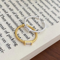 Geometry Baguette Crystal Twisted Adjustable Ring