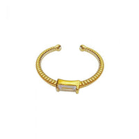 Geometry Baguette Crystal Twisted Adjustable Ring