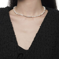 Natural Irregular Pearl 925 Sterling Silver Necklace