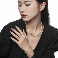 Natural Irregular Pearl 925 Sterling Silver Necklace