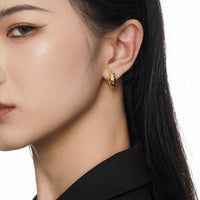 Irregular Surface 925 Sterling Silver Hoop Earring (Single)
