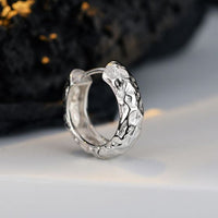 Irregular Surface 925 Sterling Silver Hoop Earring (Single)