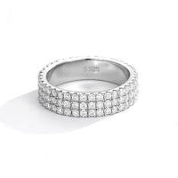 Men's Double Layer Crystal 925 Sterling Silver Ring