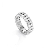 Men's Double Layer Crystal 925 Sterling Silver Ring