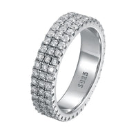 Men's Double Layer Crystal 925 Sterling Silver Ring