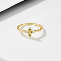 Olive Green Baguette Cubic Zirconia Ring