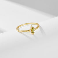 Olive Green Baguette Cubic Zirconia Ring